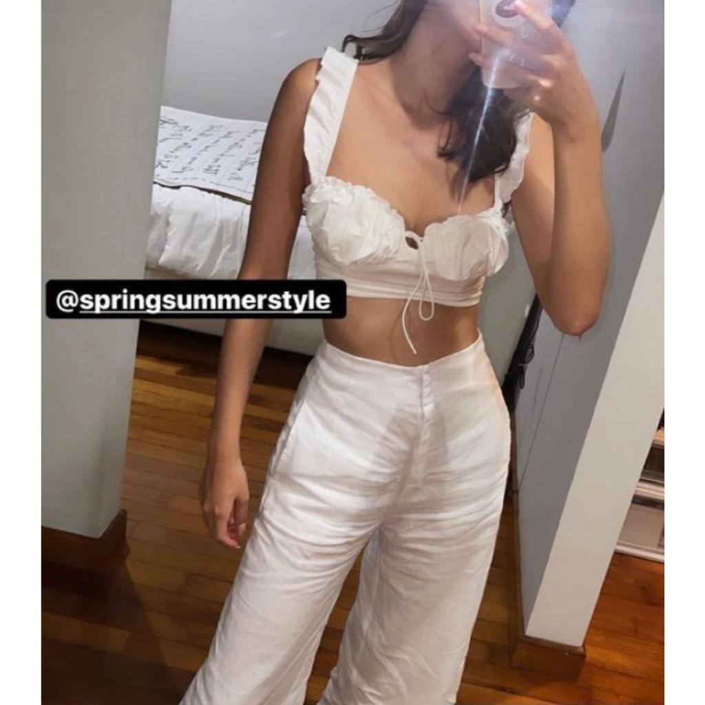 SpringSummerStyle Bali Cooper Ruched Top / Summer White Crop Top / Womens Top