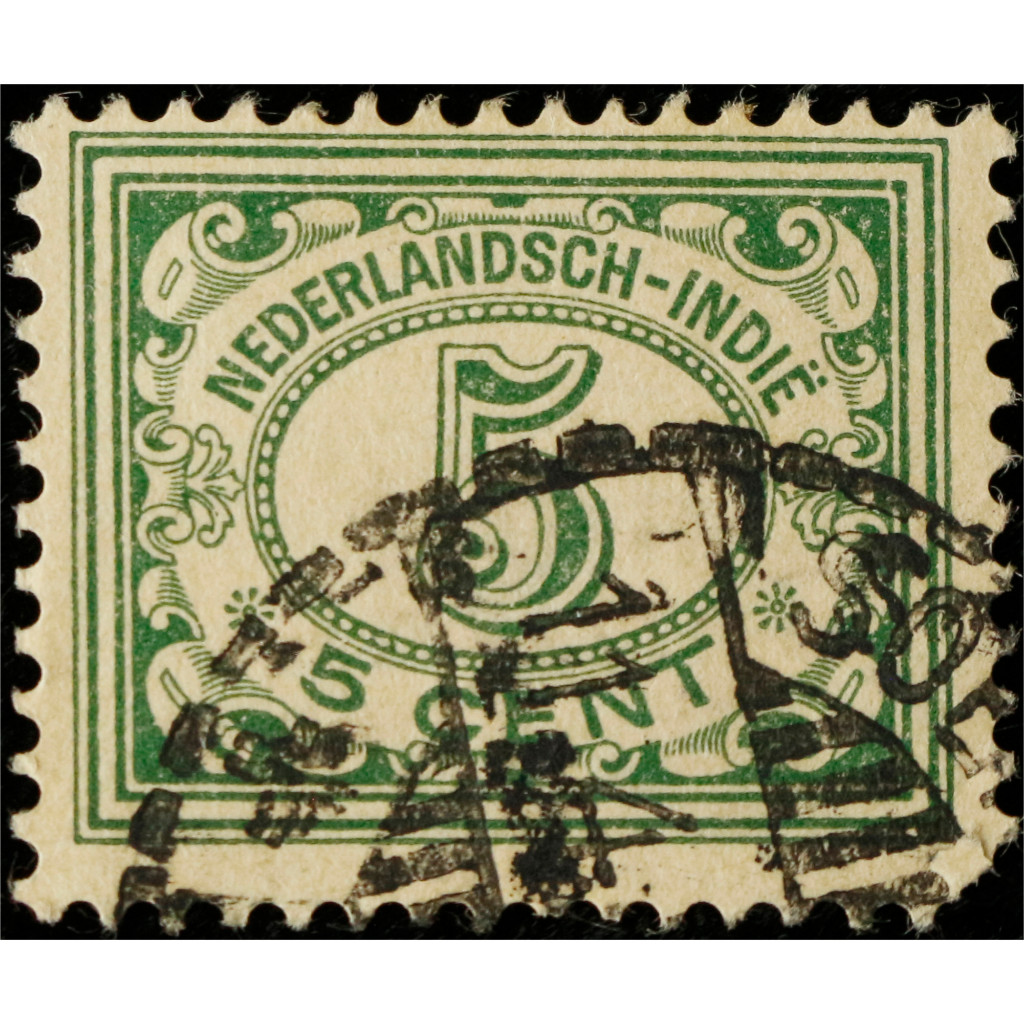 Dutch Hendia Stamp 1922 Central Numeric 5 Cent Green