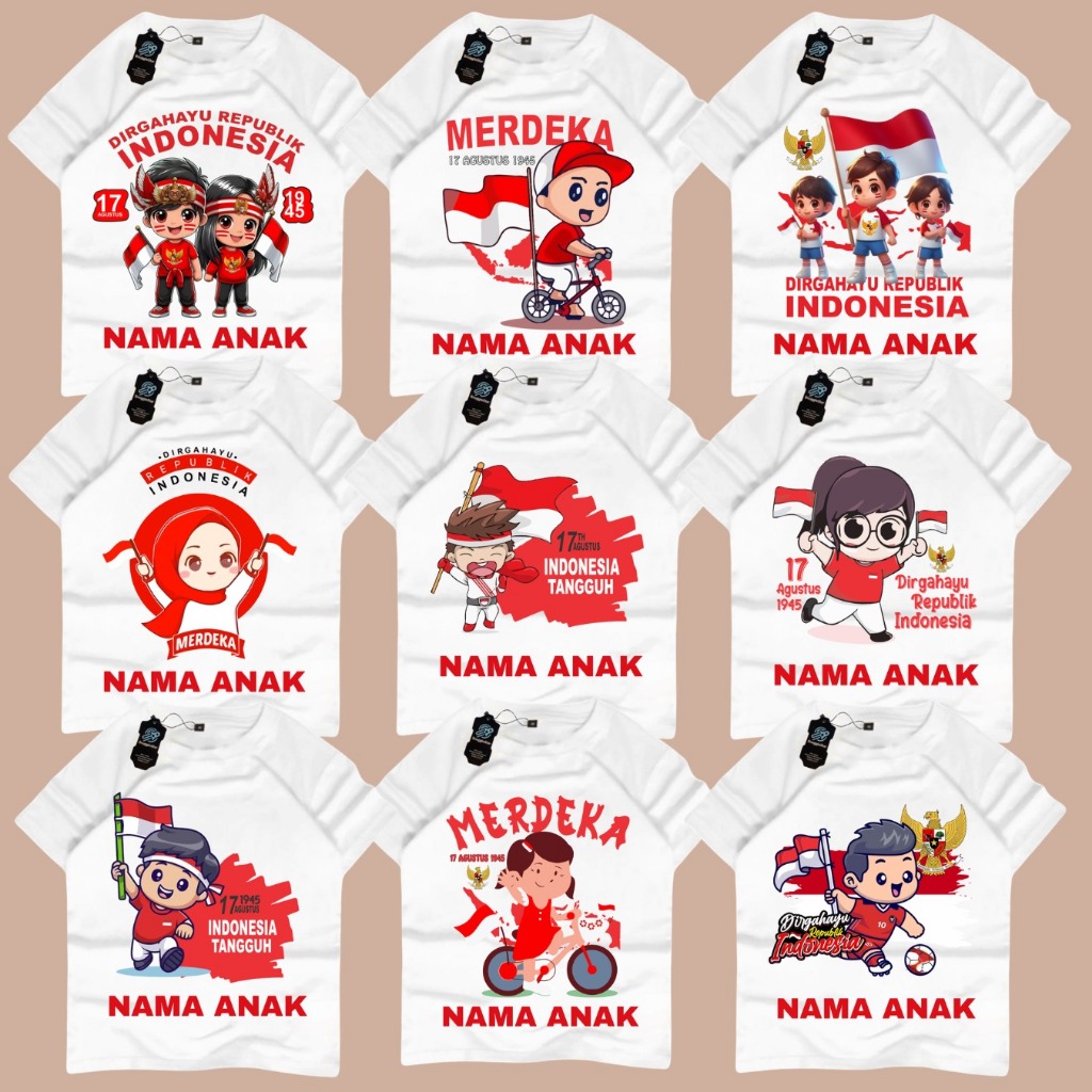 [ฟรี CHILDS NAME] เสื้อยืด DISTRO สําหรับ BOYS 1-12 ปี OLD, AUGUST 17 INDEPENDENCE MOTIF, LATEST WHI
