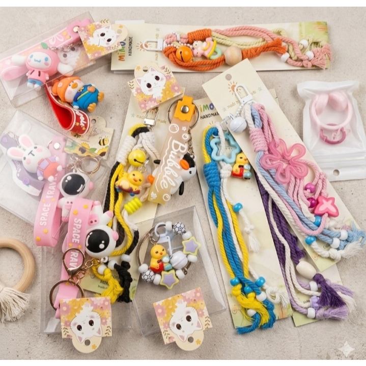 HP GANTUNGAN CUTE KEYCHAIN STRAP KEYCHAIN สําหรับกระเป๋าโทรศัพท์ NAILONG CINAmorLL ETC. KEYRING CHAR