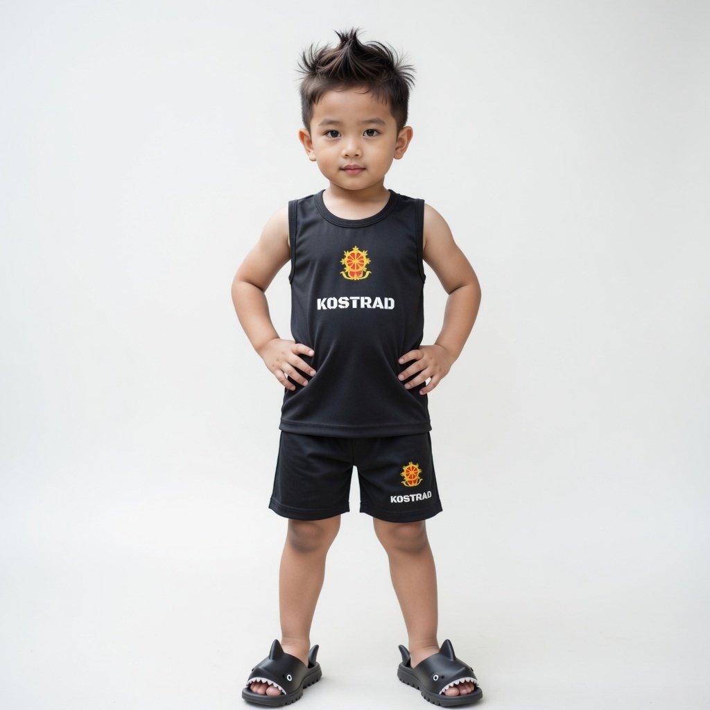 DRYFIT KIDS SINGLET SET 1–5 ปี | ไซส์ SML | LOGO PRINT MODEL / เสื้อกล้าม TNI หนึ่งชุด 1-5 ปี