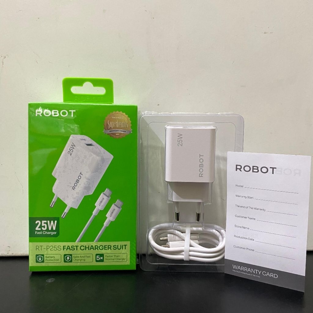 ROBOT RT-P25S FAST CHARGER SUIT ปลอดภัยและชาร์จเร็วพร้อมสายเคเบิลข้อมูล Type-C ถึง Type-C 25W 100Cm