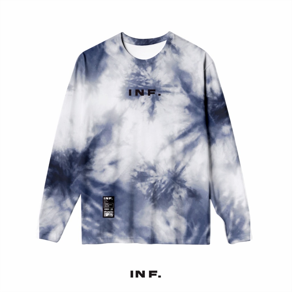 เสื้อกีฬาแขนยาวมัดย้อม สีขาว-เทา ใช้วิ่งและพักผ่อน