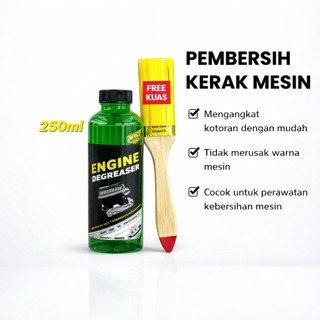 MTLZ - PEMBERSIH KERAK MESIN MOTOR & MOBIL ENGINE DEGREASER UKURAN 250ML (FREE KUAS+SIKAT+GLOVES)