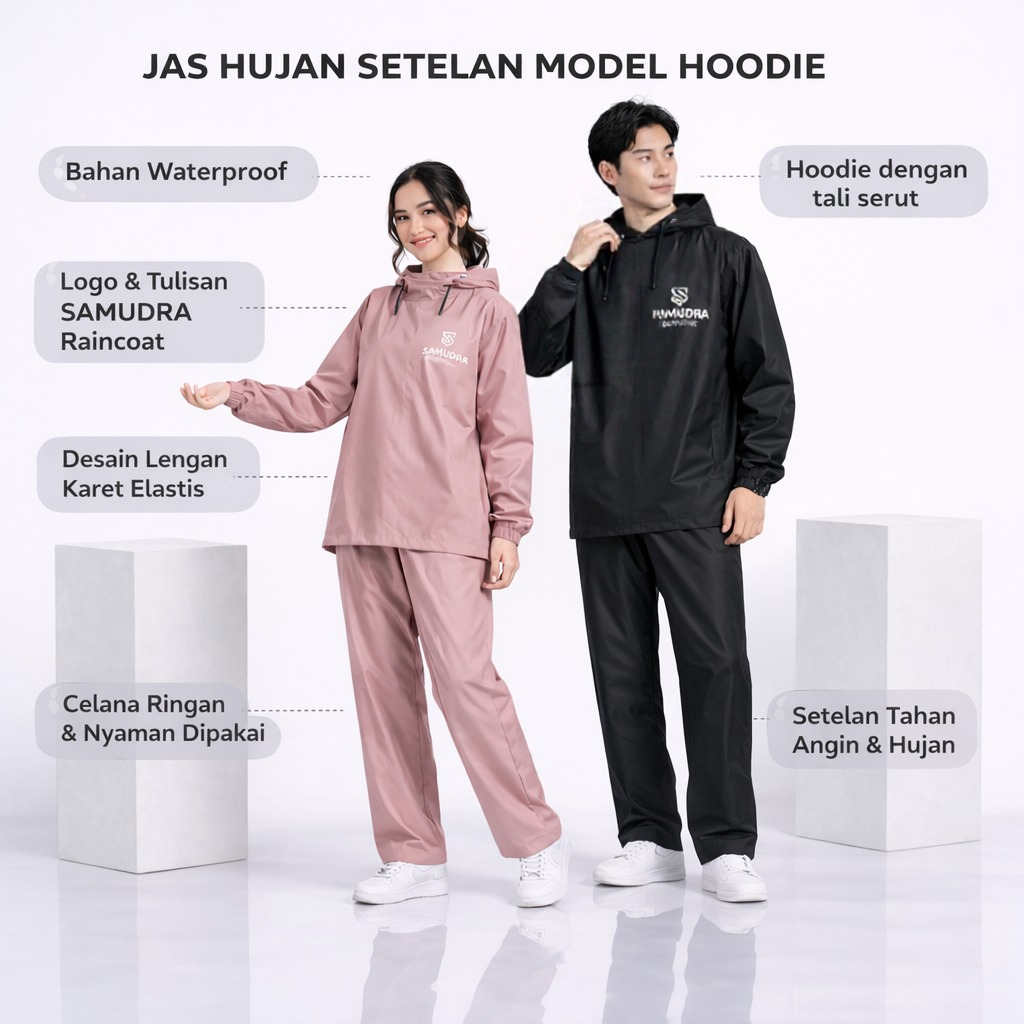 HOODIE-STYLE RAINCOAT สําหรับผู้ชายและผู้หญิง, THICK ELASTIC PVC MATERIAL