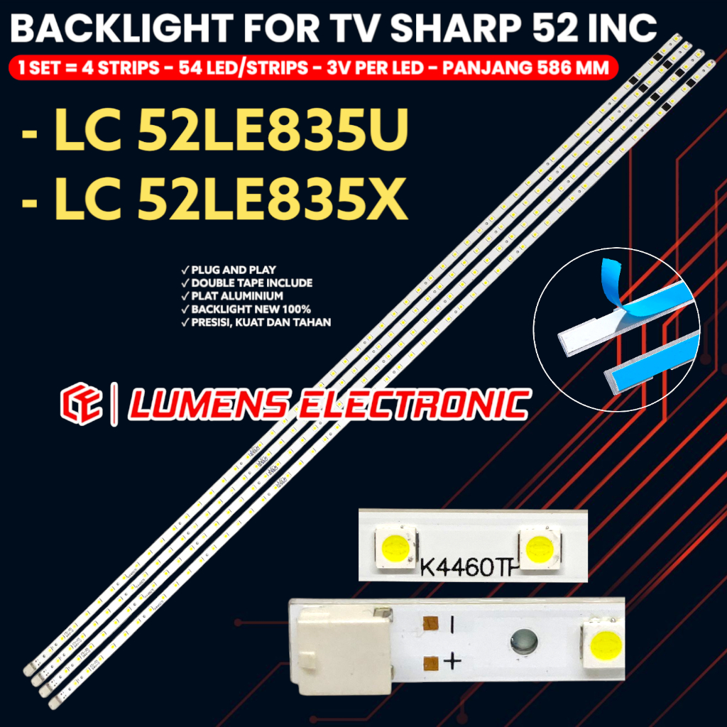 SHARP 52 INCH TV BACKLIGHT LC-52LE835U LC-52LE835X BL LED LAMP 52LE K4460TP