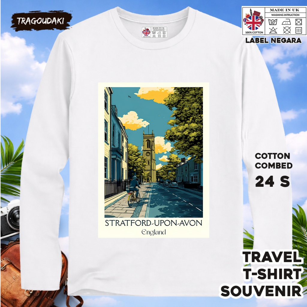 ENGLAND 87 LONG-SLEEVED SOUVENIR เสื้อยืด ENGLAND COUNTRY TAG COTTON 24S ของขวัญพรีเมี่ยม SOUVENIR