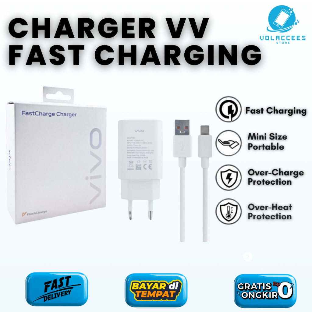 VIVO V1020 TURBO FAST CHARGING CHARGER VIVO Y12/Y17/Y93 ADAPTER + MICRO/TYPE-C สาย USB FULLSET ORIGI