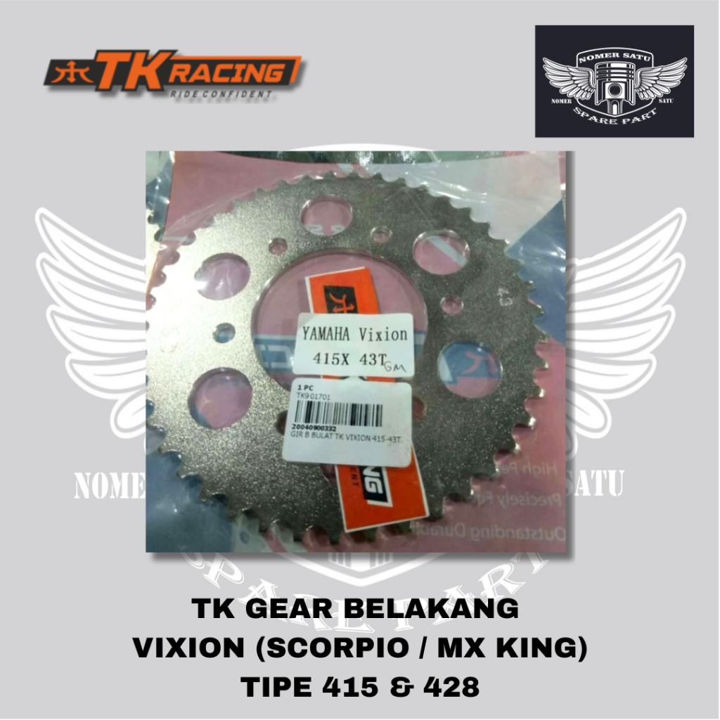 TK RACING REAR GEAR VISION SCORPIO MX KING 150 BYSON 415 428 43T 44T 45T 46T 47T ต้นฉบับ 100%