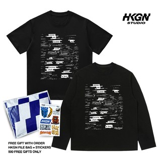 HKGN Heavyweight Tshirt 230g16s Kaos Nyaman Ketebalan Kaos Motif Huruf Amerika Oblong Crewneck Unisex Couple