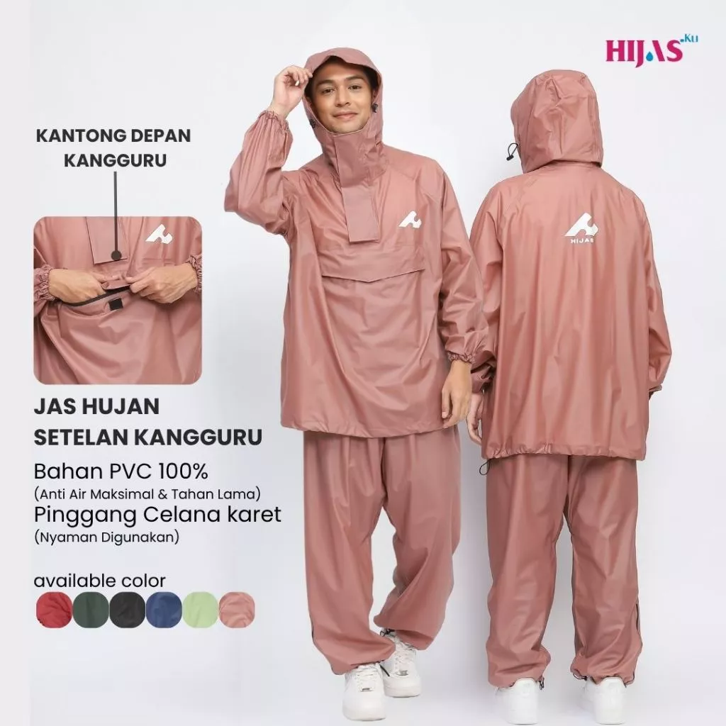 Hijasku เสื้อกันฝนชุดจิงโจ้หนา PVC ผู้ชายผู้หญิงชุดจัมโบ้
