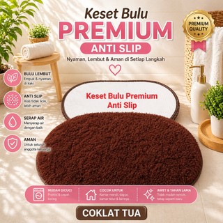 HOUSE&HOME Keset Kaki Bulu Bentuk Bulat Lonjong Anti Slip Karpet Kamar Mandi Serap Air