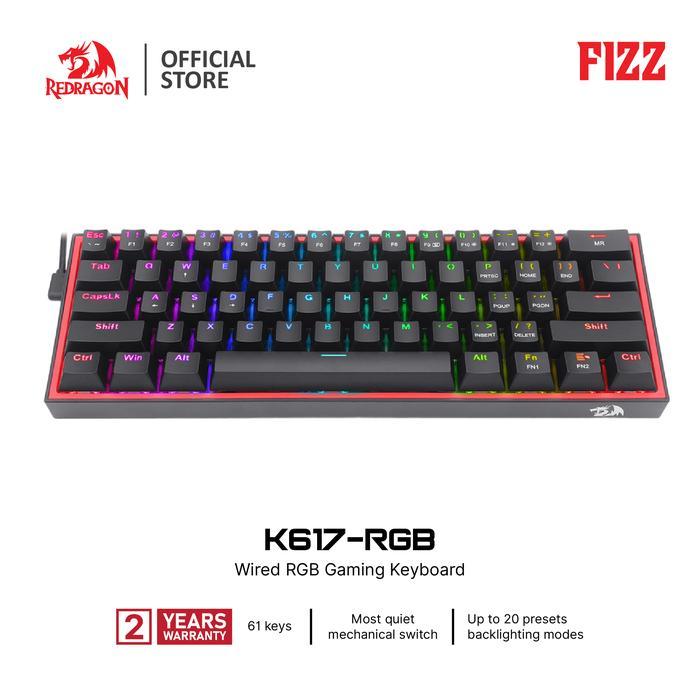 REDRAGON Reddragon FIZZ K617 RGB 60% คีย์บอร์ดเกมกล