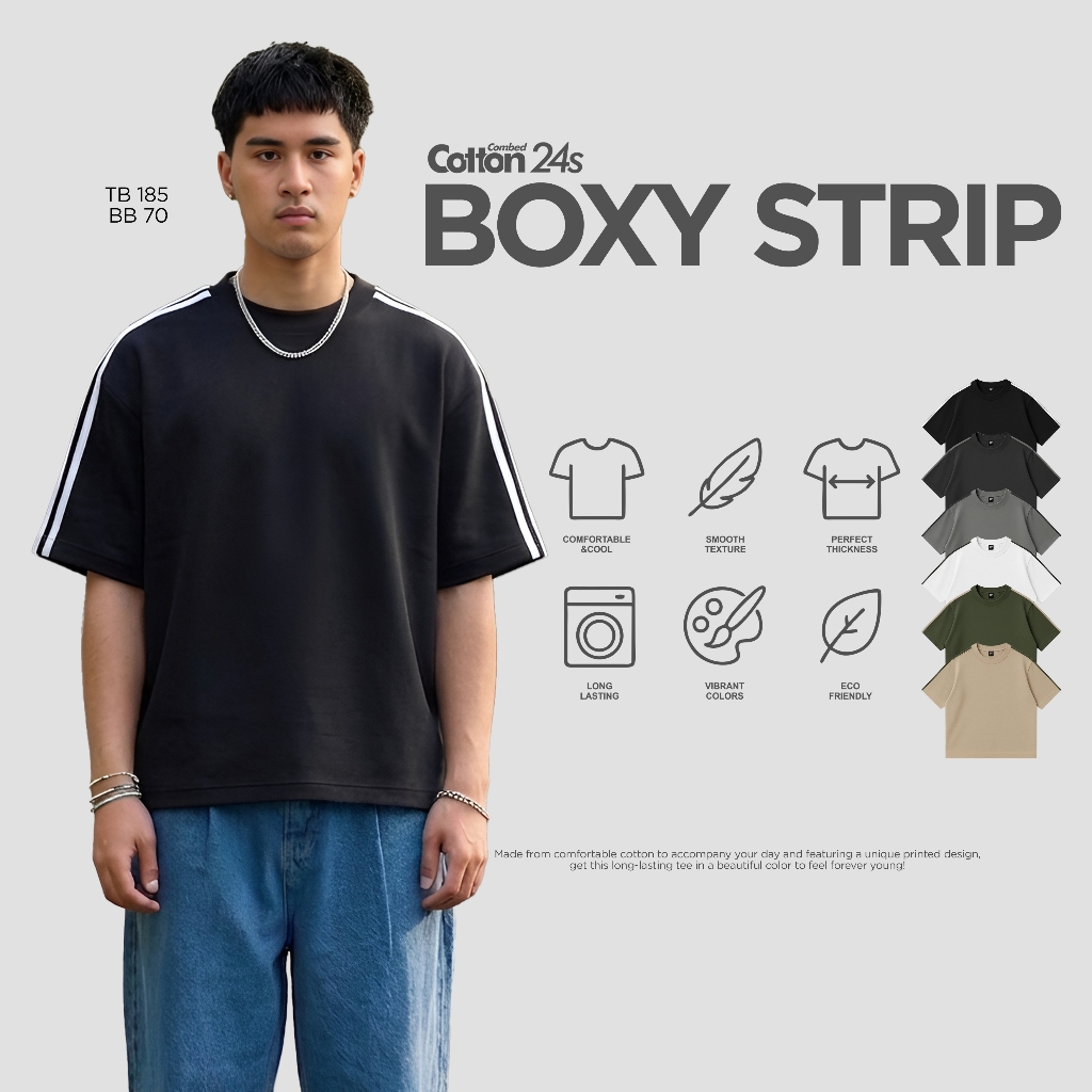KATUN Benidson Boxy Oversize Strip Plain Double Bande Cotton 16s เสื้อยืด