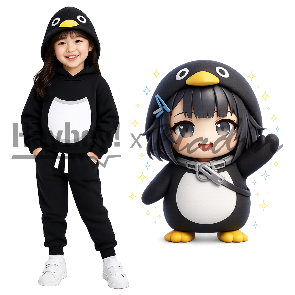 Penguin Gugu Gaga คอสเพลย์เครื่องแต่งกายเด็กเสื้อสูท Guguga Hoodie & Jogger ชุดวัสดุขนแกะ Cool นุ่มสบาย