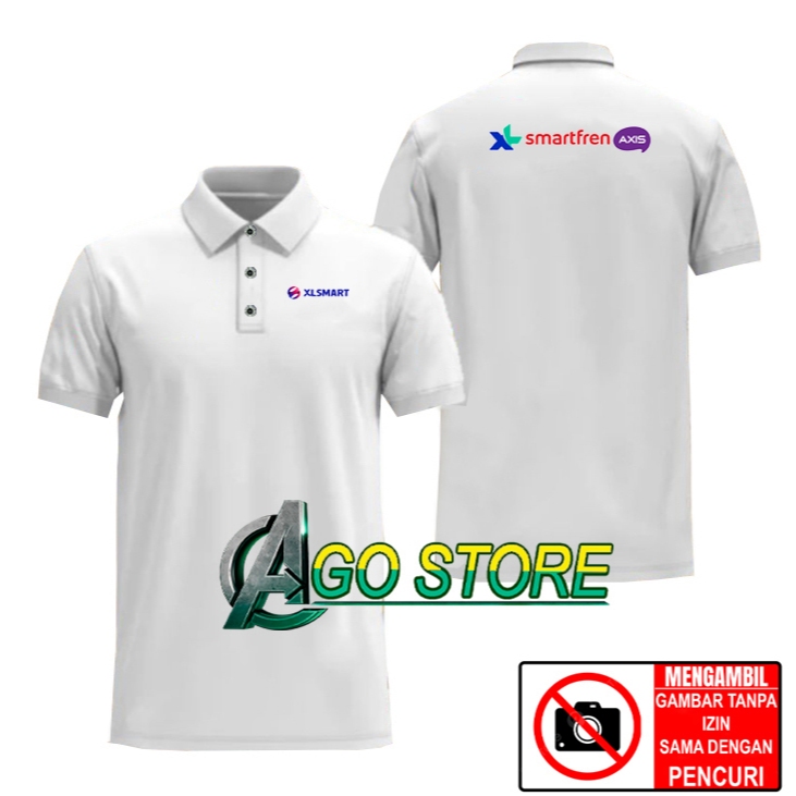 เสื้อโปโล เสื้อยืดคอปกโปโล XL SMART - XL smartfren AXIS DIgital Screen Printing DTF AGOSTORE