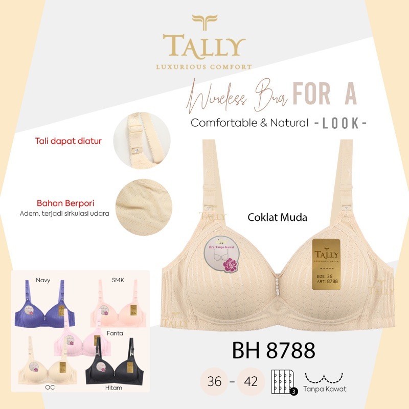 SALLY BRA BH 8788 I SIZE 36 - 42 I WIRELESS I THIN FOAM CUP CI HOOK 3