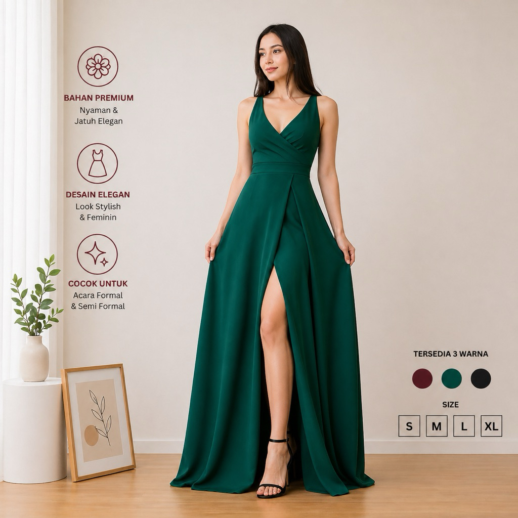 Chiobushop - [Jevin 2] Premium Long Spaghetti Strap Dress Elegant Womens Party Dress Luxury Korean S