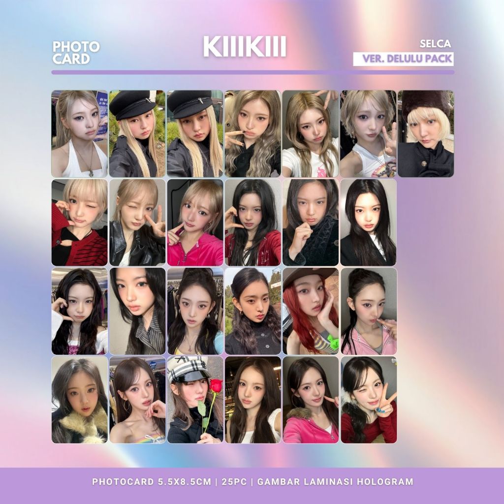 GLOSSY PHOCARD KIIIKIII SELCA DELU PACK ROUNDED 25 ชิ้น KPOP UNOFFICIAL การ์ด SUI HAUM LESOL KYA