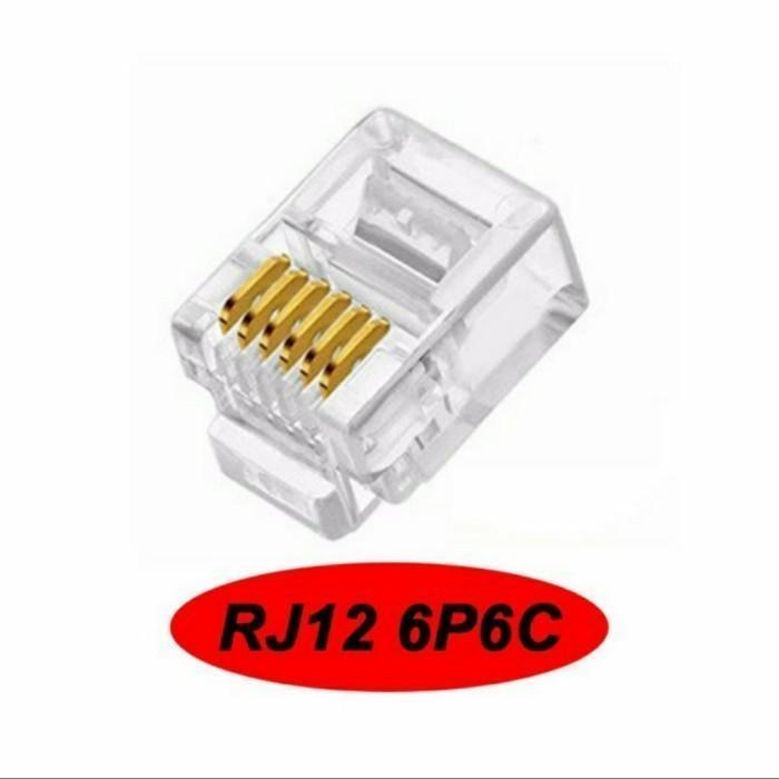 RJ12 6pin Pin 100 ชิ้น Fax Ethernet ตัวเชื่อมต่อโทรศัพท์ RJ 12 6pin