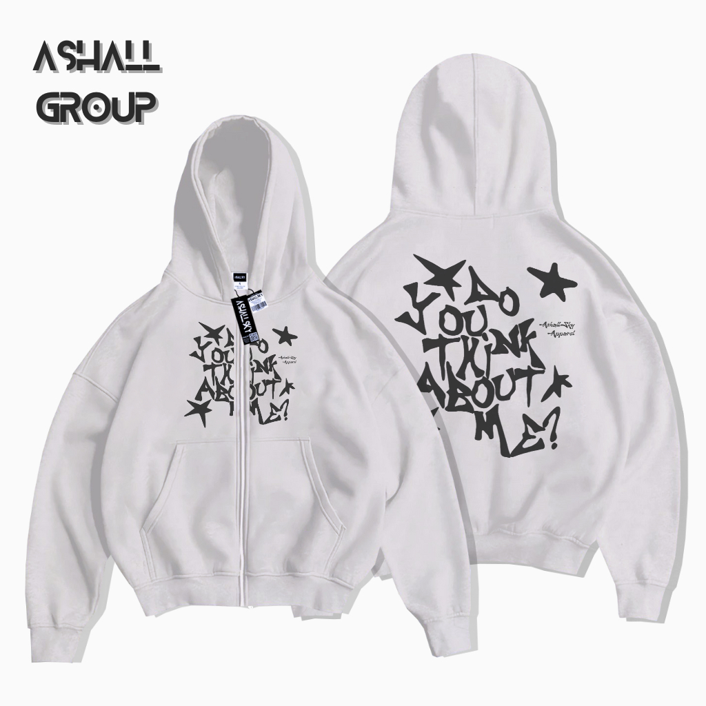 Juraganpakaian Boxy Zipper White Boxy Hoodie Zipper Crop You Think