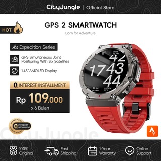 Cityjungle B78 Smartwatch GPS 2 | Jam Tangan Olahraga & Outdoor Tahan Air 5ATM | Layar AMOLED 1.43” Full Touch | Kompas, Altimeter & Barometer | 170+ Mode Olahraga & Sinkron Strava | Detak Jantung & Oksigen | Panggilan Bluetooth & Notifikasi