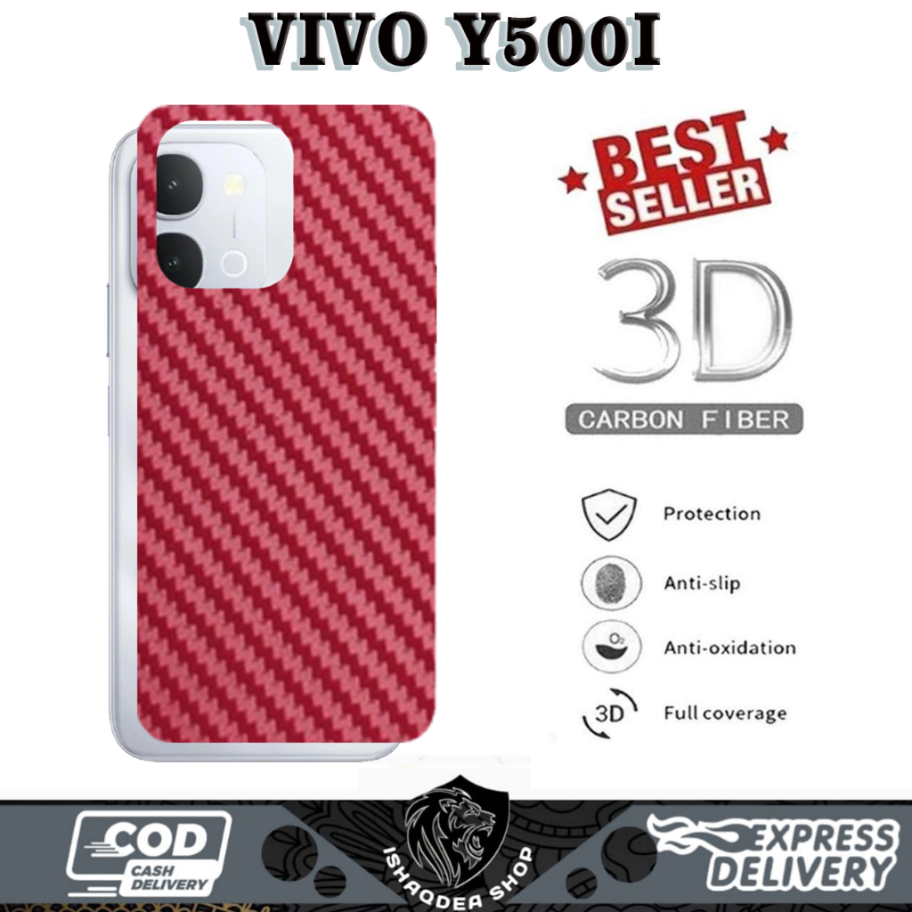 GRASKIN CARBON BLACK VIVO Y500I Y500S BLACK SCREEN PRODECTOR SKIN