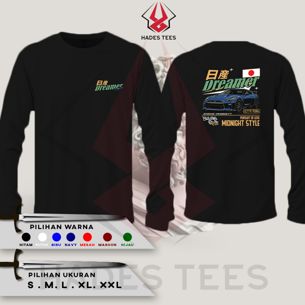 GTR-35 Car เสื้อยืดแขนยาว Combed 30S Distro เสื้อยืด