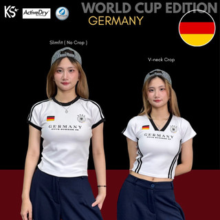 World Cup Football Edition - GERMANY Fantasy Crop Scuba Sport PRO Active Dry JERMAN , Crop jersey wanita KoshionStudio , atasan stretch wanita , top wanita