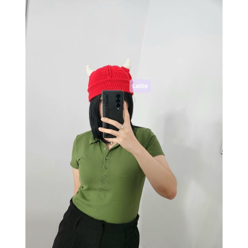 SANRIO HANDMADE DEVIL BEANIE HAT/EVIL BEANIE/GDRAGON POWER HAT/G DRAGON HAT/CAT BEANIE/ DEVIL COSPLA