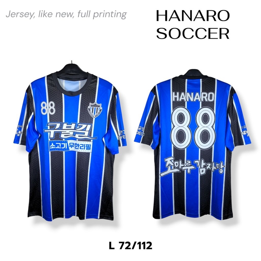 HANARO Soccer Jersey Football and Futsal Size L Blue Black Full Printing Number 88