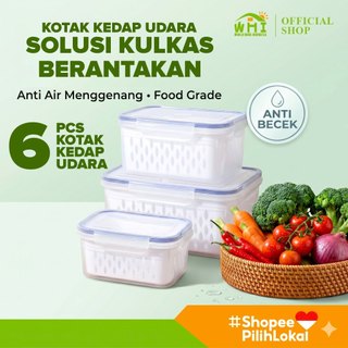 World Home Set Kotak Plastik Kedap Udara BPA Free Sekat Keranjang Kotak Makanan Plastik Beranak