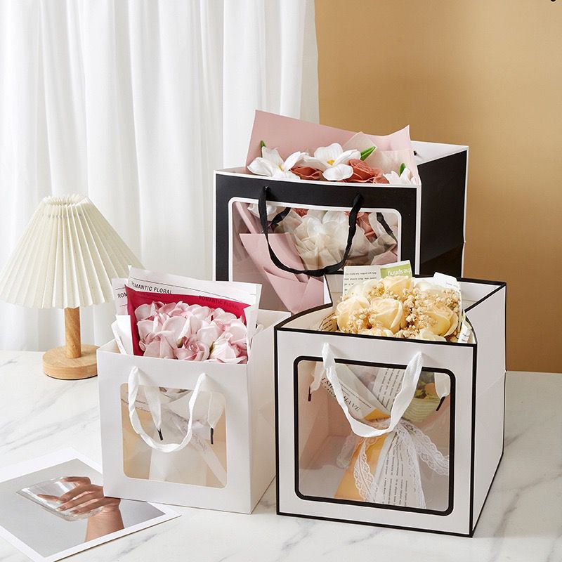 PP026 | ถุงกระดาษ FLOWER BOUQUET SQUARE | กระเป๋า GOODIE FLOWER BOUQUET