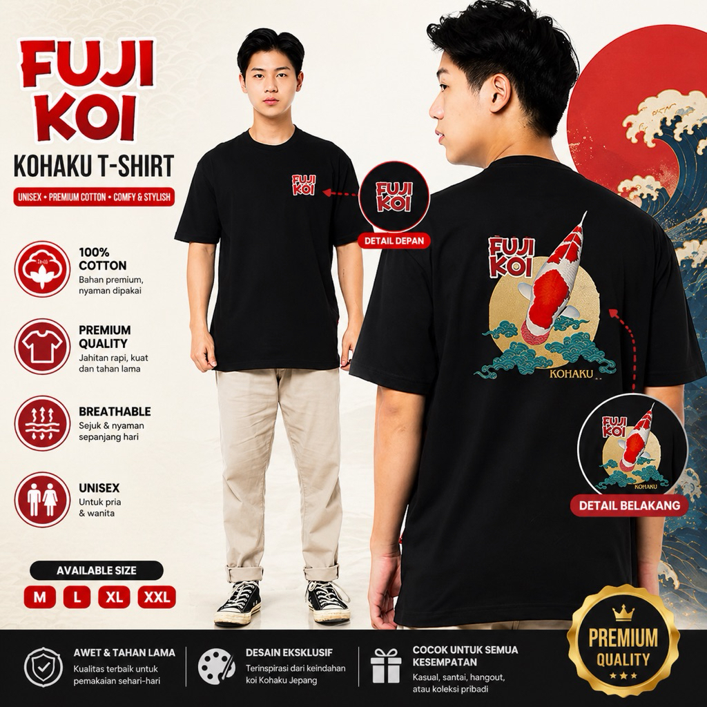 FUJIPET FUJI KOI เสื้อยืด KOHAKU SANKE SHOWA KUJAKU ASAGI SHUSUI
