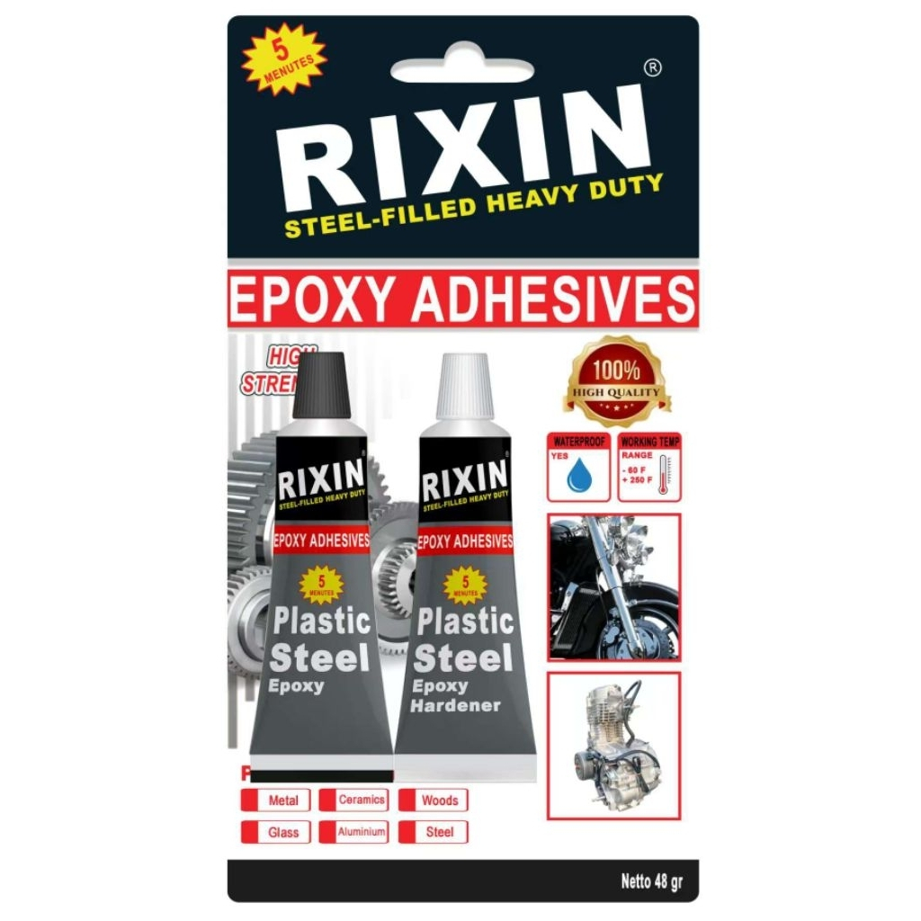 RIXIN EPOXY ADHESIVES IRON GLUE 5 MINUTES 48 กรัม / RIXIN EPOXY 2IN1 IRON GLUE