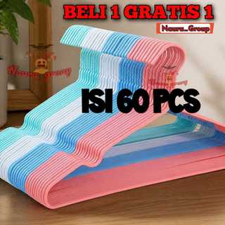 PAKET HEMAT 60 PCS HANGER Gantungan Baju Stainlees Steel Hanger Baju Dewasa Hanger Baju Anti Karat