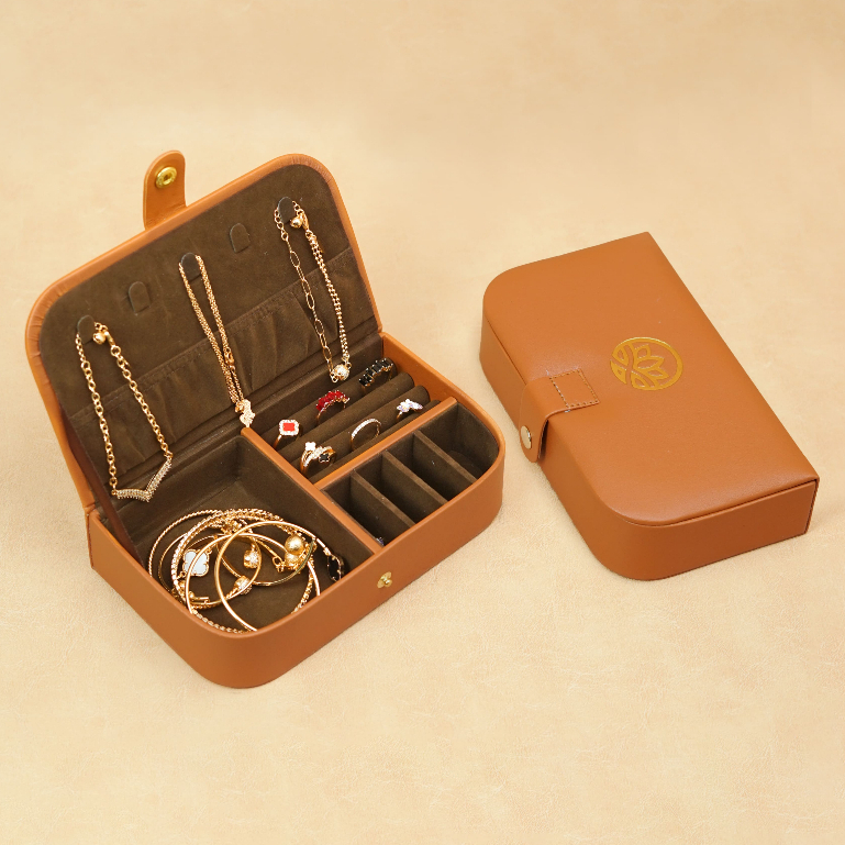 Zenara Indonesia - Alit Jewelry Box Complete Gold Jewelry Box - Tan