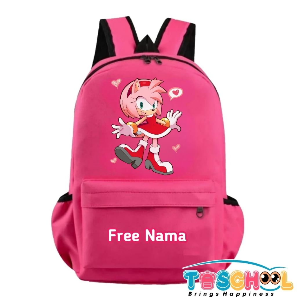 AMY ROSE SONIC THE HEDGEHOG AMY ROSE CHARACTER CHILDRENS BACKPACK ฟรีชื่อ