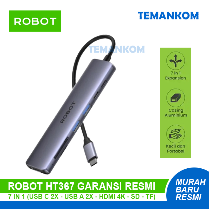 USB C Hub ROBOT HT367 อะแดปเตอร์ USB HUB ความเร็วสูง Usb C 2X USB A HDMI รับประกันอย่างเป็นทางการ