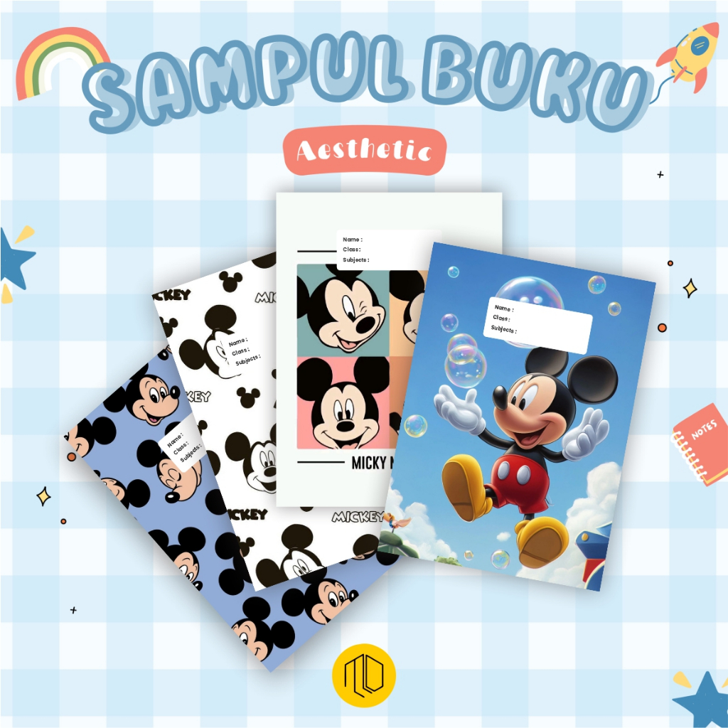 เนื้อหา 10 ชิ้น Mickey Mouse Motif Book Covers 1 / Aesthetic Book Covers / Cute Book Covers / Aesthe