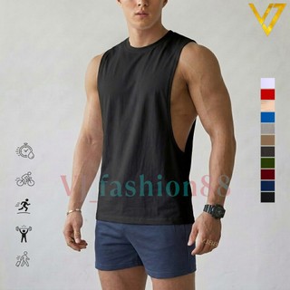 Singlet Pria Low Cut Fitness Sport Gym Tanktop Kaos Atasan Lekbong Olahraga