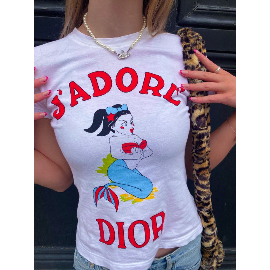 READY - JADORE FITTED BABY TEE - CROP TOP - TANKTOP - STREETWEAR - OVERSIZED - เสื้อยืดผู้หญิง - Y2K