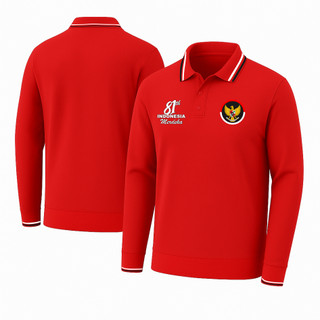 BULAT 81 - Polo Shirt Pria Wanita HUT RI 81 Tahun Indonesia Merdeka Baju Agustusan Kerah Premium Panjang