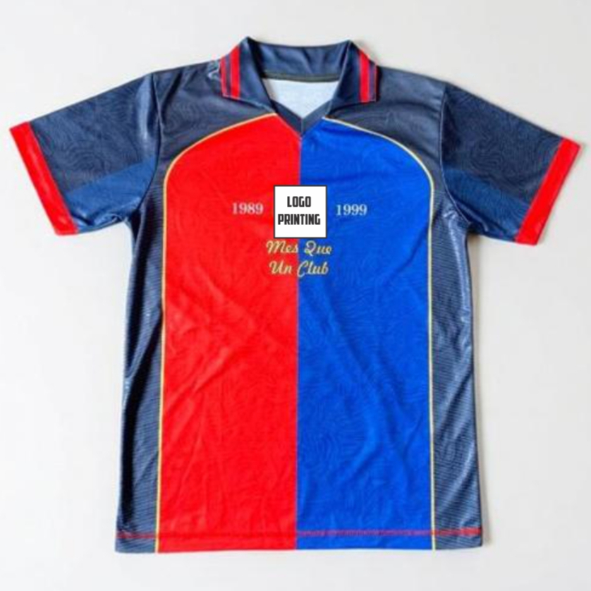 MERAH Retro Fantasy B4aRCel0na Jersey / Unisex Full Print Red Blue Football Jersey / Futsal Jersey