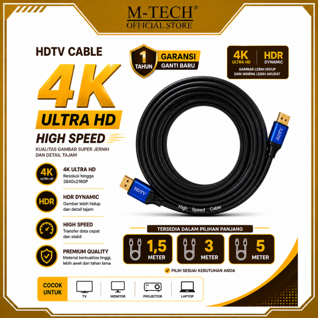 สาย M-TECH Hdmi 2.0 4K 1.5M / 3M / 5M