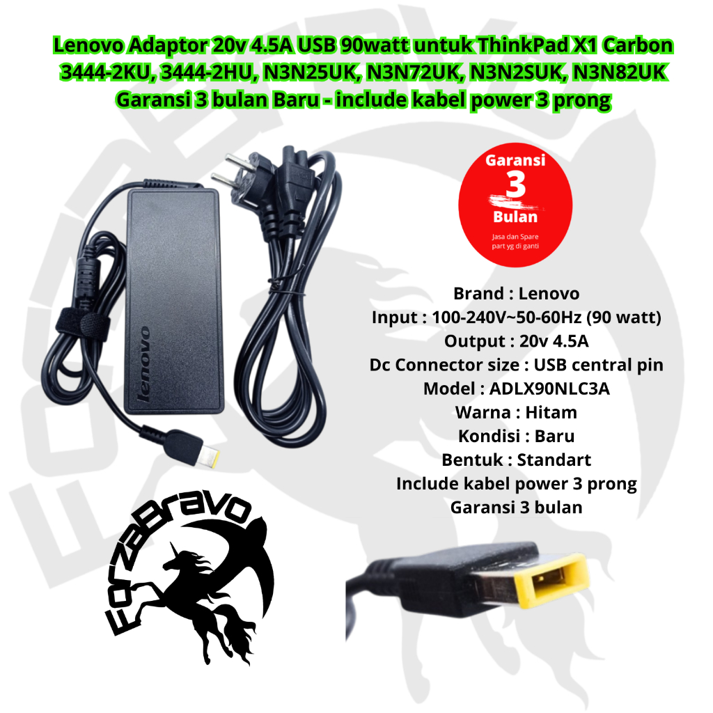 Lenovo 20v 4.5A อะแดปเตอร์ USB สําหรับ ThinkPad X1 Carbon 3444-2KU, 3444-2HU, N3N25UK, N3N72UK, N3N2
