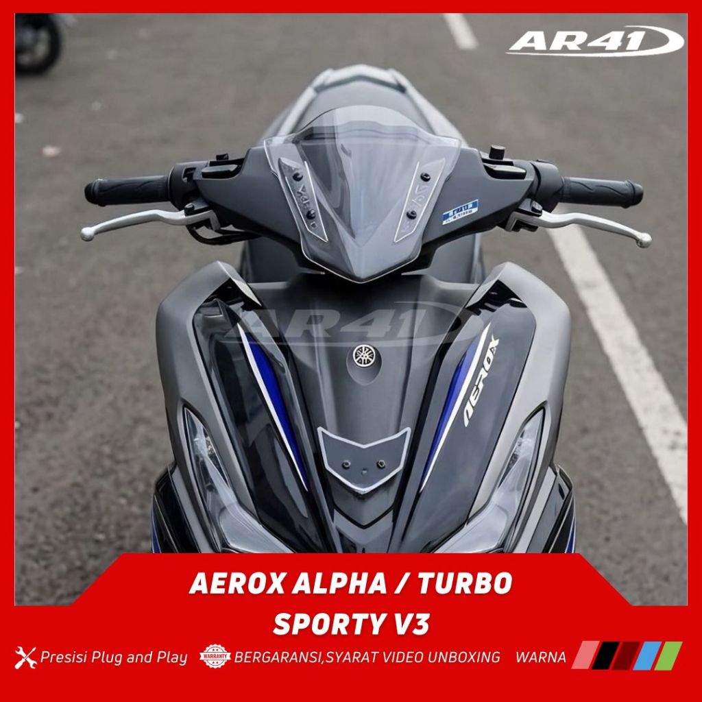 Visor กระจก Sporty V3 Fujin Standard Clear Aerox PNP ใหม่ Old Alpha Turbo หนา AR41