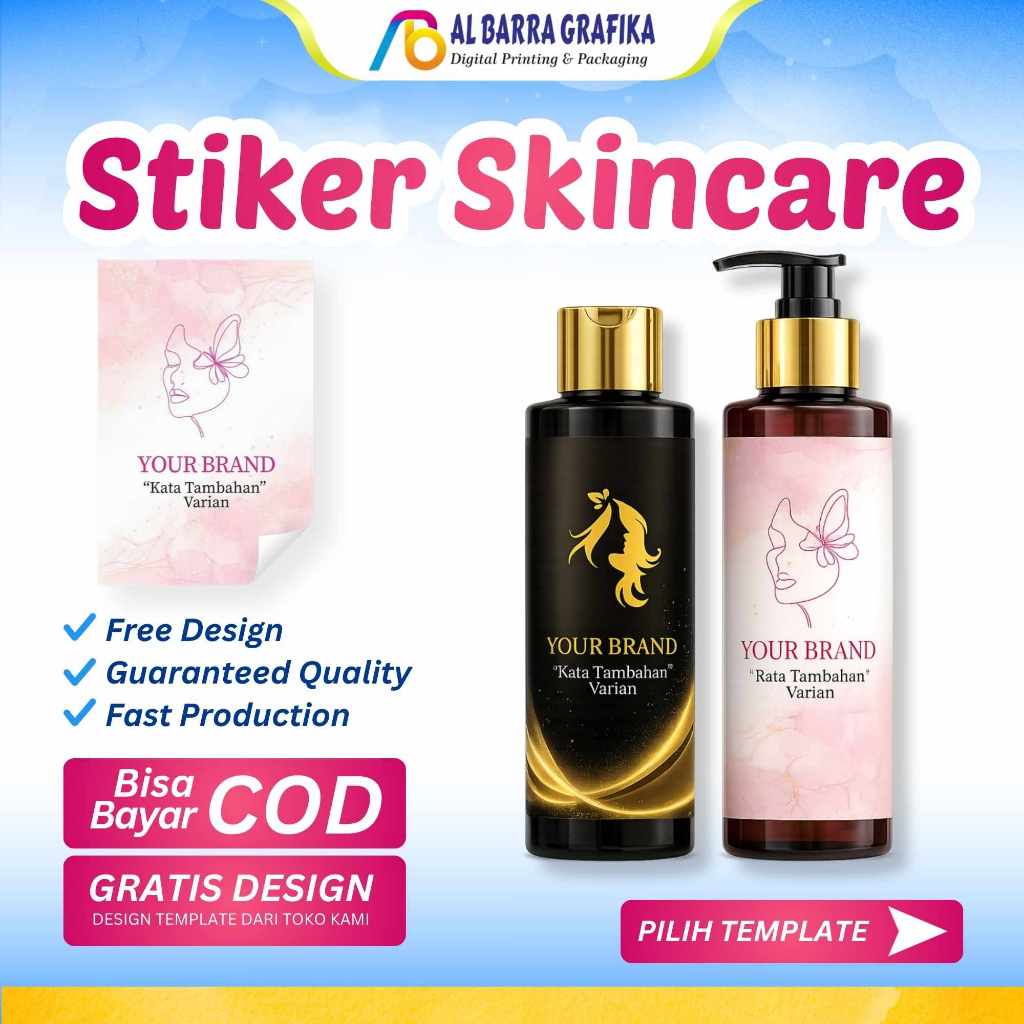 ฟรี SKINCARE/LOTION/HB LOGO STICKER DESIGN/AESTHETIC/INISIAL GOLD/FREE REQUEST BACKGROUND Skincare ส