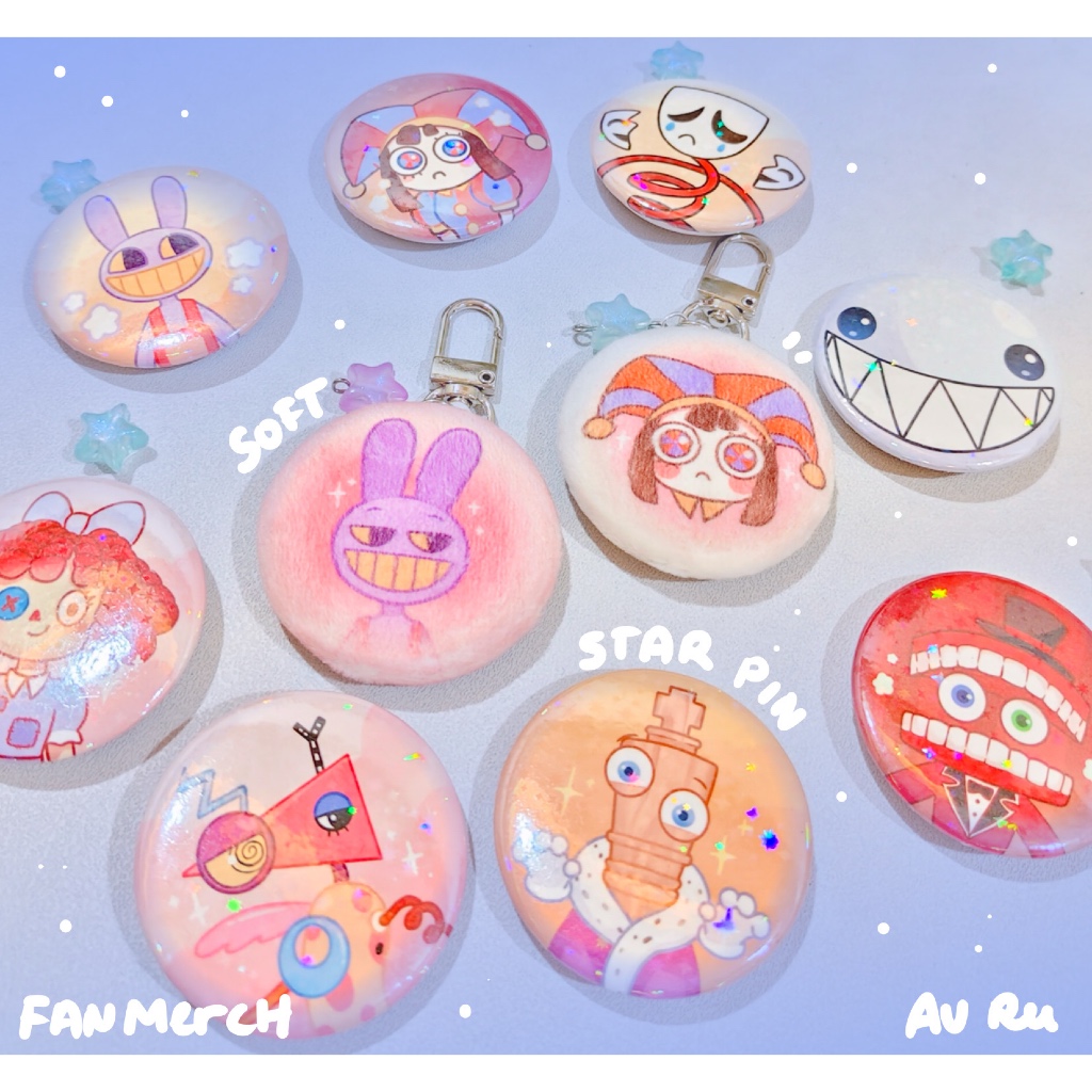 Amazing digital circus phone charm pin พวงกุญแจ pomni raatha jax caine kinger fan merch by au rei