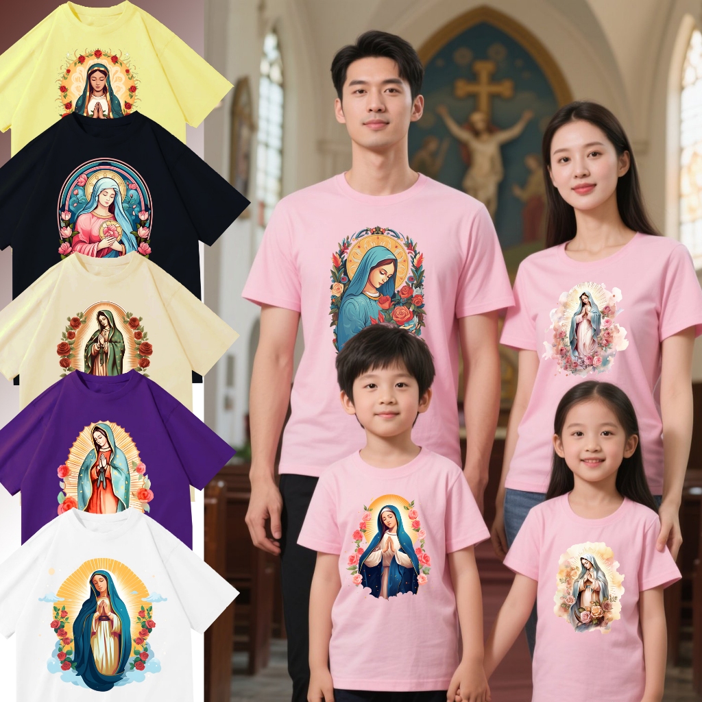 HOONEYBEE - MOTHER MARY CLOTHES CATHOLIC SPIRITUAL เสื้อยืด FLOWER MOTHER MARY
